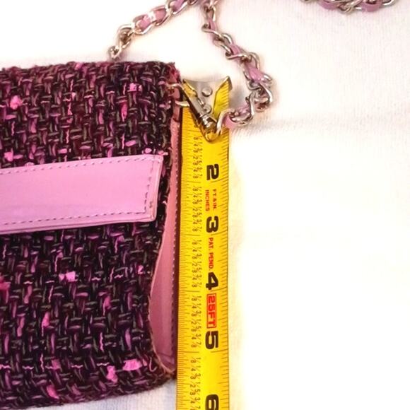 Crossbody Tweed Weave LAVENDER PINK Converible Clutch Purse Elegant Avante Garde - Picture 13 of 14
